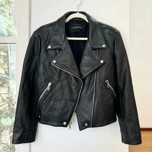 Reformation Leather Moto Jacket in Black Size Small